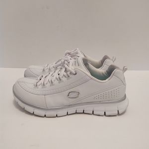 Skechers Elite Shoes Womens 9 White Leather Athletic Comfort Sneakers